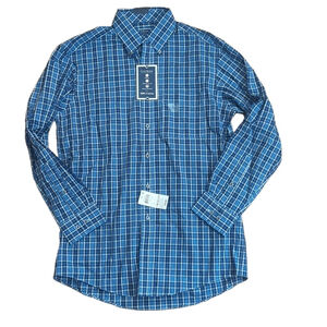 Club Room Plaid Button Down Shirt Blue White 15 32/33 NWT
